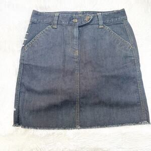 Ann Taylor Denim Skirt Size 4 Cotton Blend Navy Jean Skirt
